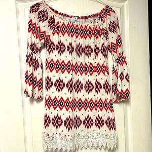 Comfy, Cute Red White and Blue Blouse!